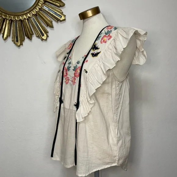 St. Roche Embroidered Floral Ruffle Sleeveless Top - Picture 7 of 14